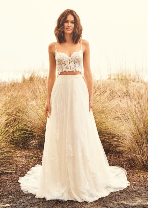 Two Piece Ivory Lace Tulle Wedding Dress